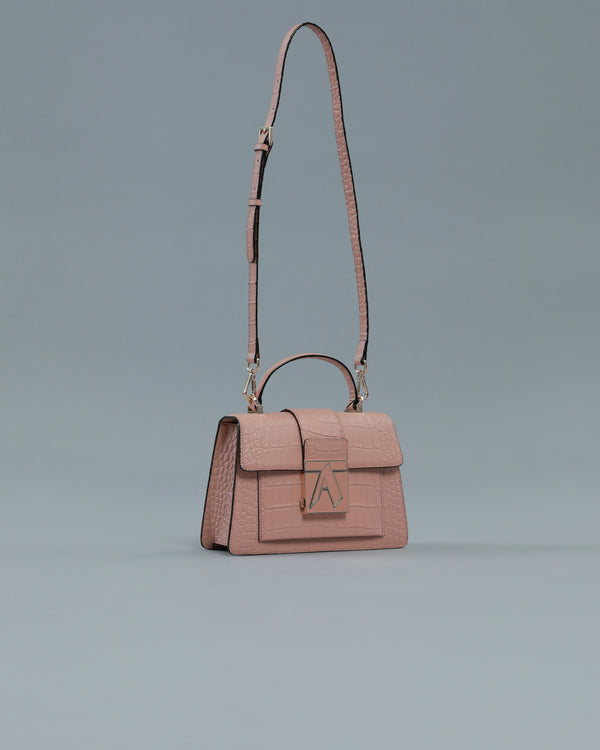 Alessandro Dell´acqua Croc Textured Handbag In Pink