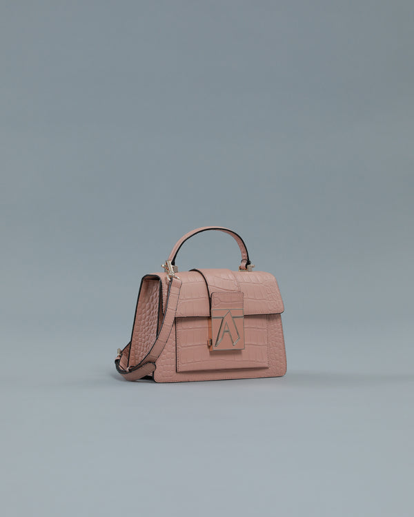 Alessandro Dell´acqua Croc Textured Handbag In Pink