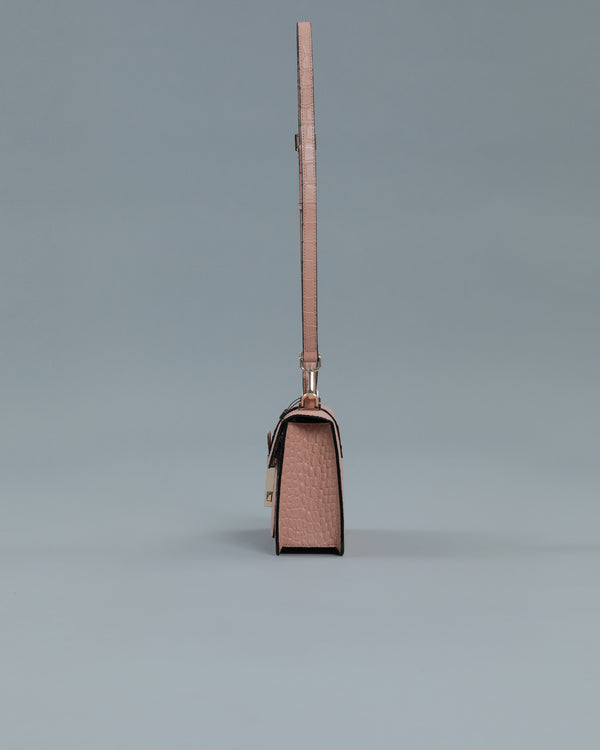 Alessandro Dell´acqua Croc Textured Handbag In Pink