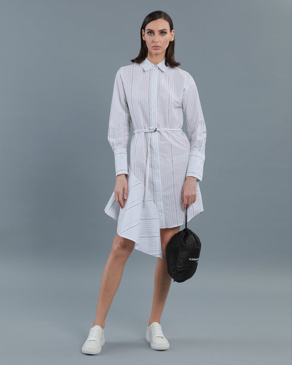 alessandro dell´acqua Deconstructed Cotton Shirt Dress Off-white