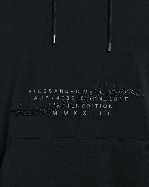 Alessandro Dell´acqua Embroidered And Printed ADA Hoodie Jacket Black