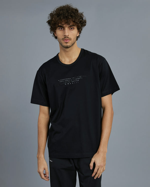 Alessandro Dell´acqua Embroidered And Printed ADA T-Shirt Black