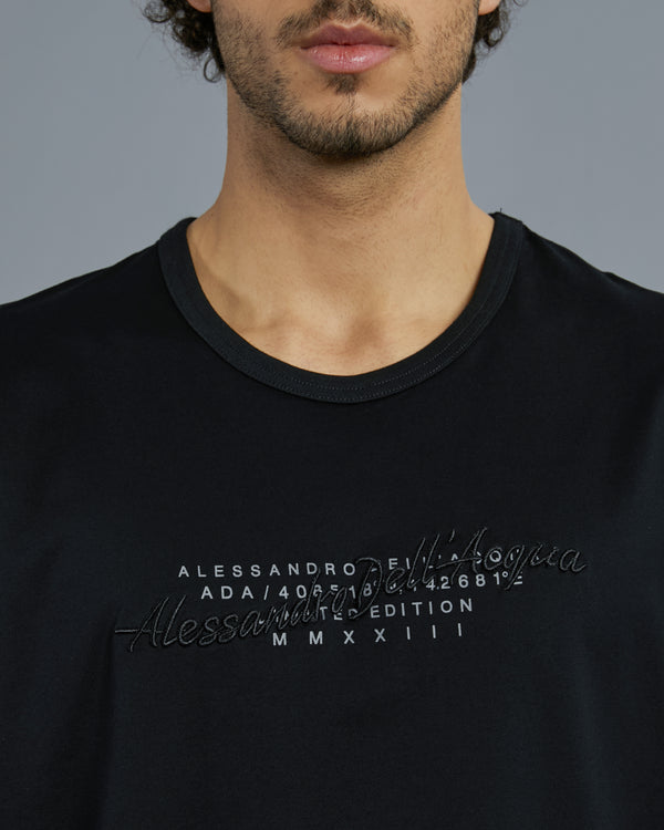 Alessandro Dell´acqua Embroidered And Printed ADA T-Shirt Black