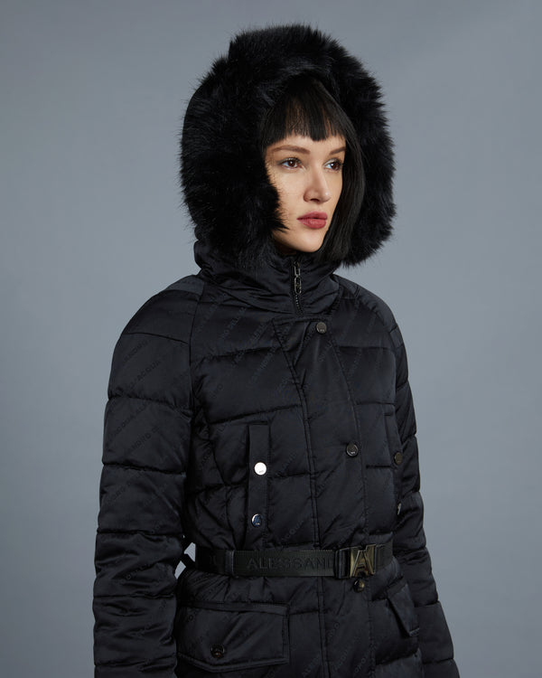 Alessandro Dell´acqua Faux Fur Hooded Puffer Jacket Black