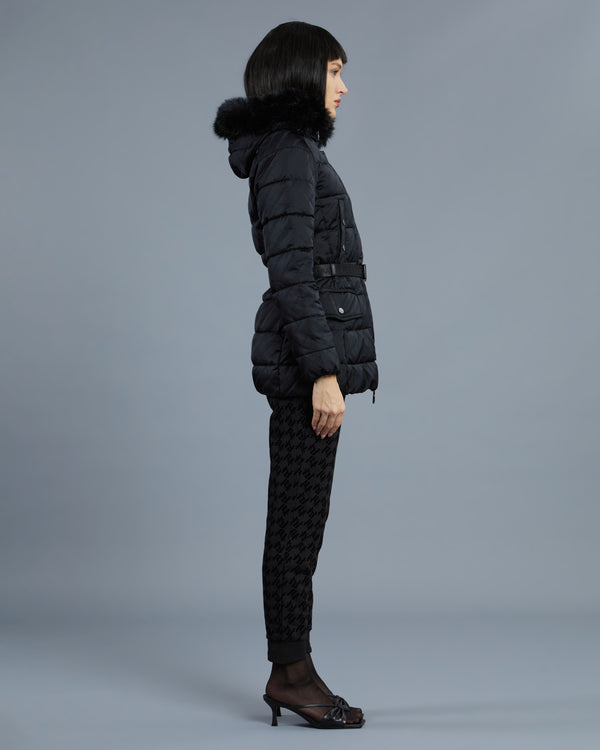 Alessandro Dell´acqua Faux Fur Hooded Puffer Jacket Black