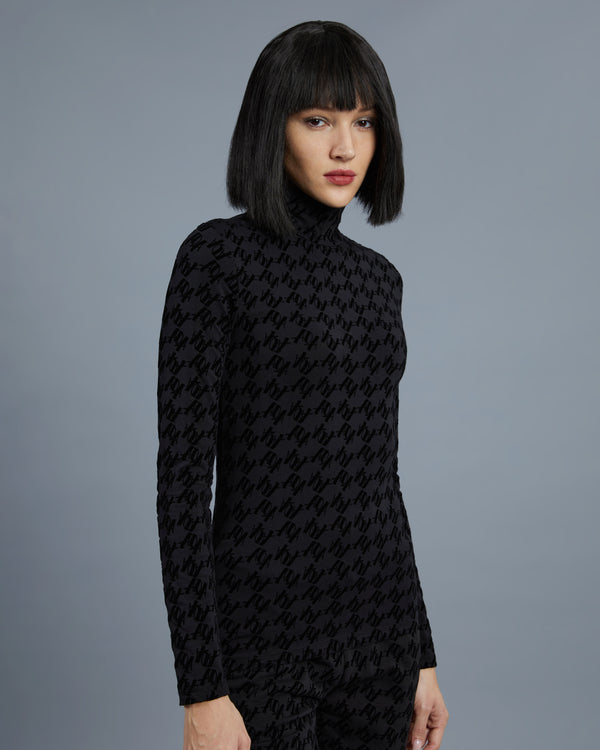 Alessandro Dell´acqua Flock Script Patterned Top Black