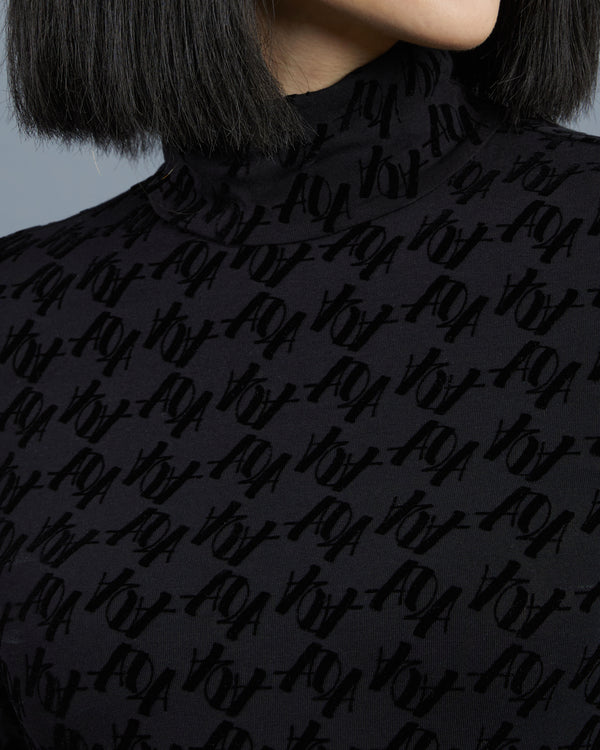 Alessandro Dell´acqua Flock Script Patterned Top Black