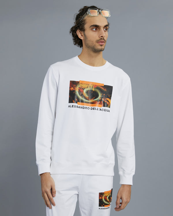 Alessandro Dell´acqua Graphic And Brand Print Sweatshirt White