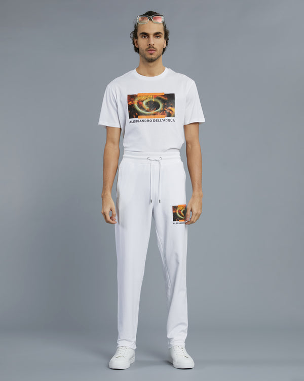alessandro dell´acqua Graphic and Brand Print Track Pants White