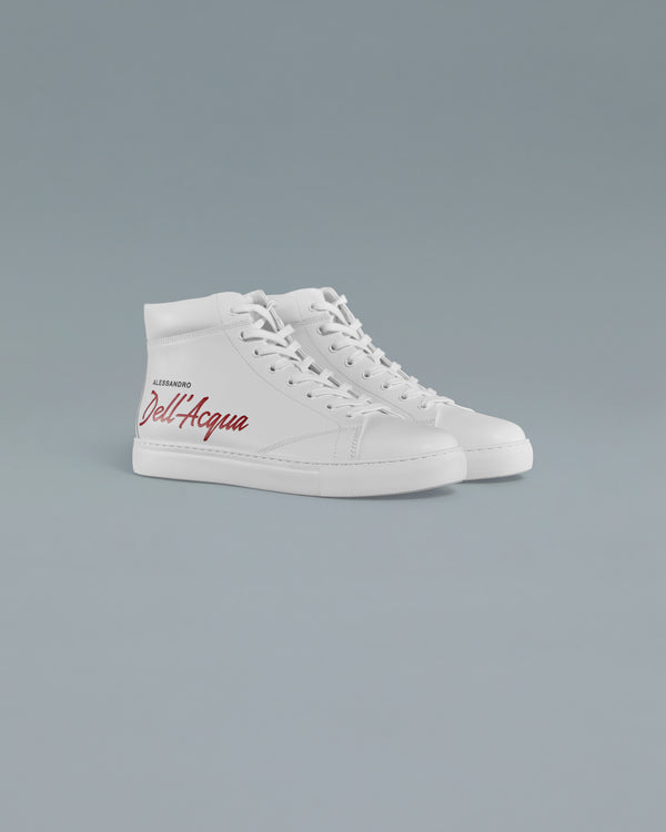 Alessandro Dell´acqua Hi-Cut Branding To Side Sneakers White