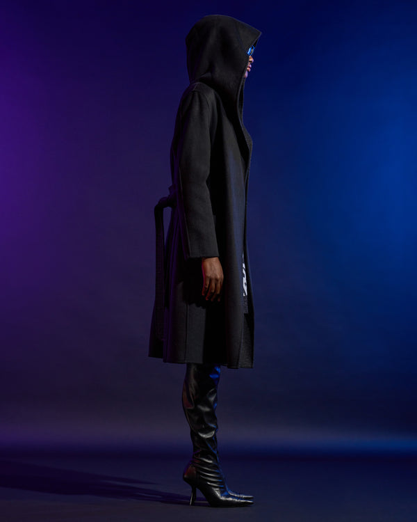 Alessandro Dell´acqua Hooded Reversible Coat Black And Grey