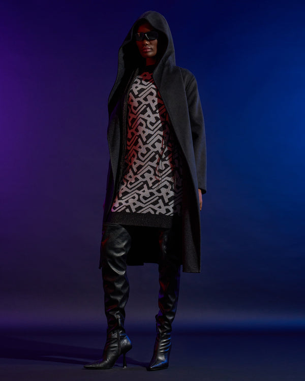 alessandro dell´acqua Hooded Reversible Coat Black and Grey