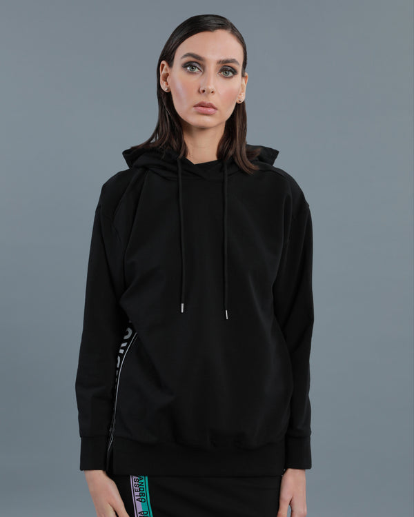Alessandro Dell´acqua Jacquard Logo Tape Hoodie Black
