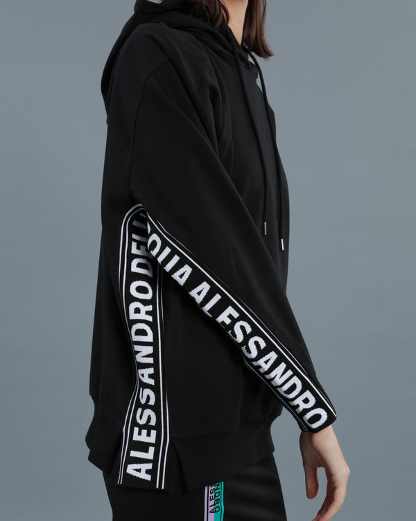 Alessandro Dell´acqua Jacquard Logo Tape Hoodie Black