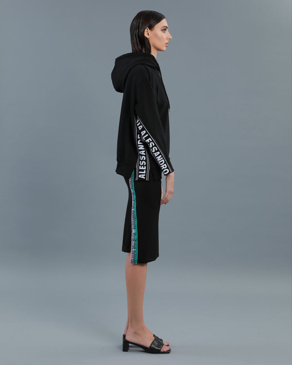 Alessandro Dell´acqua Jacquard Logo Tape Hoodie Black