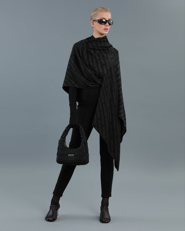 alessandro dell´acqua Logo All-Over Ribbed Poncho Black