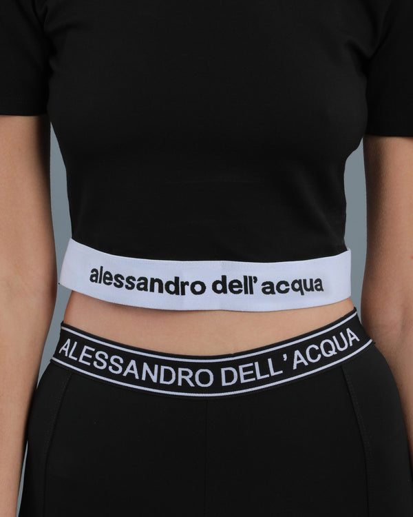 Alessandro Dell´acqua Logo Band Cropped T-Shirt Black