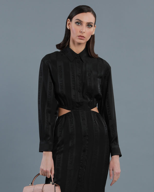 Alessandro Dell´acqua Logo Jacquard Cut-Out Dress Black