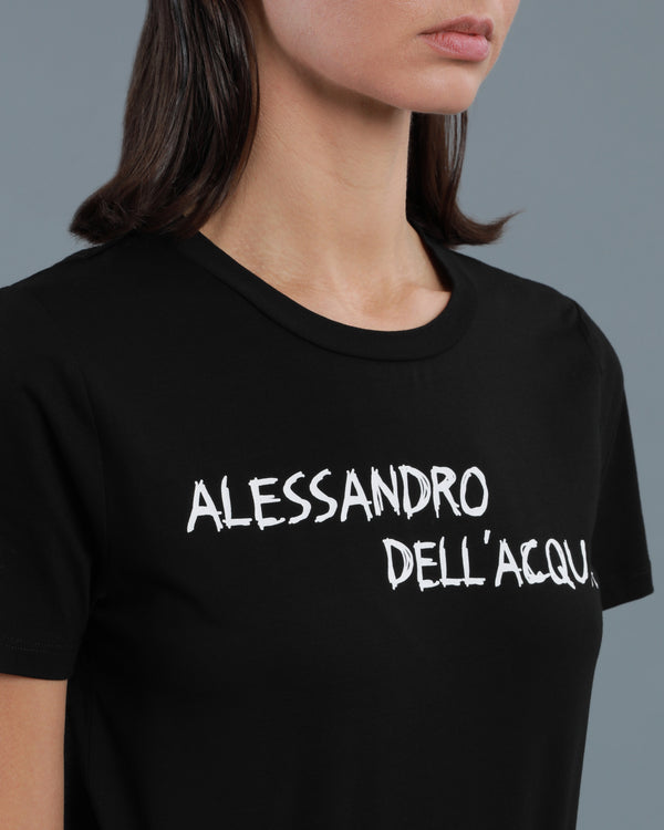 Alessandro Dell´acqua Logo Print Crew Neck T-Shirt Black
