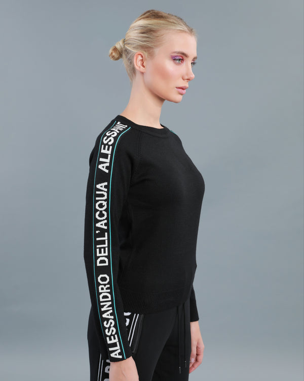 Alessandro Dell´acqua Logo Tape Knitted Sweater Black