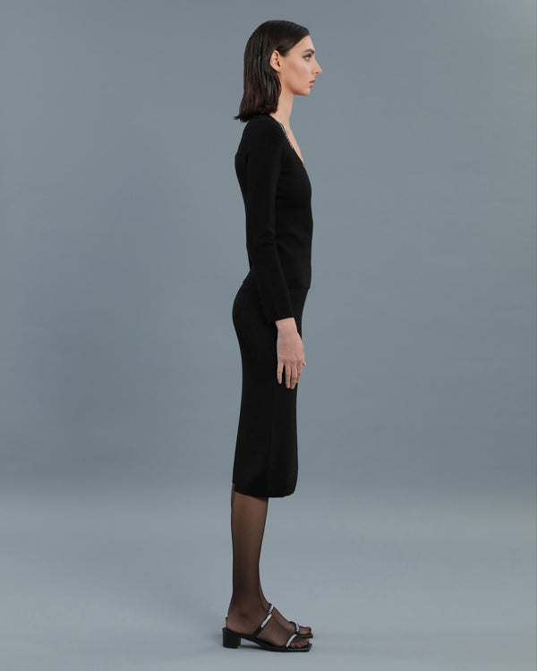 Alessandro Dell´acqua Logo Tape Scoop Neck Top Black