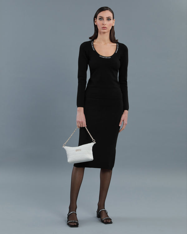 alessandro dell´acqua Logo Tape Scoop Neck Top Black