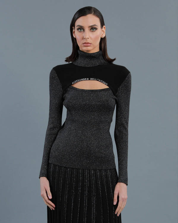 Alessandro Dell´acqua Lurex-blend Cut-out Top Black