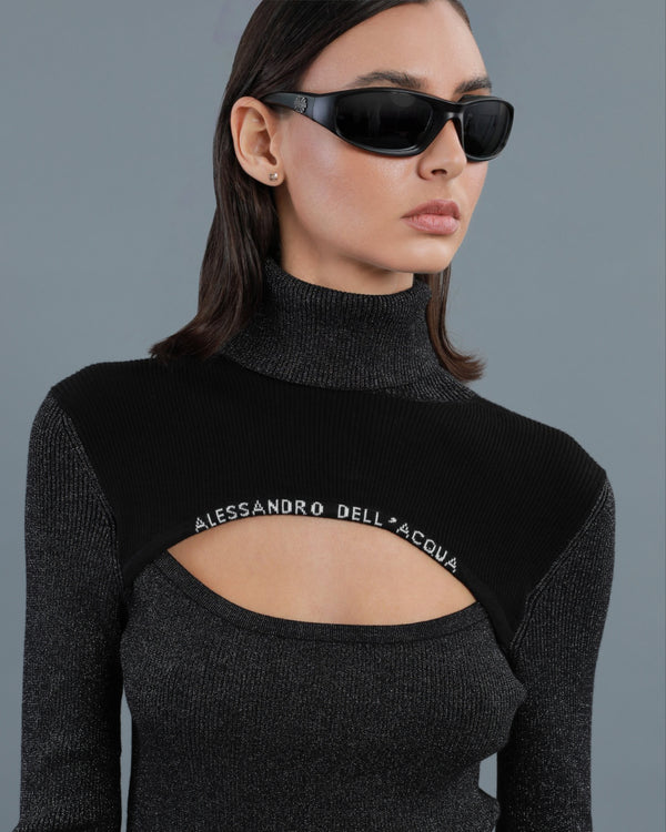 Alessandro Dell´acqua Lurex-blend Cut-out Top Black