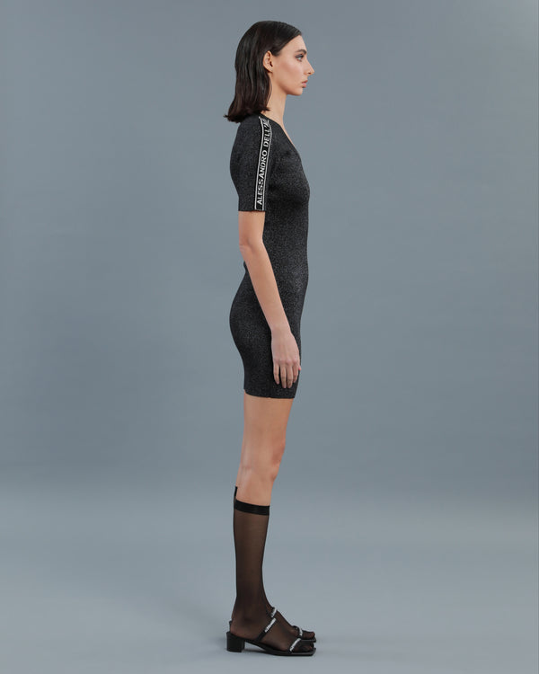 Alessandro Dell´acqua Lurex Blend Scoop Neck Dress Black
