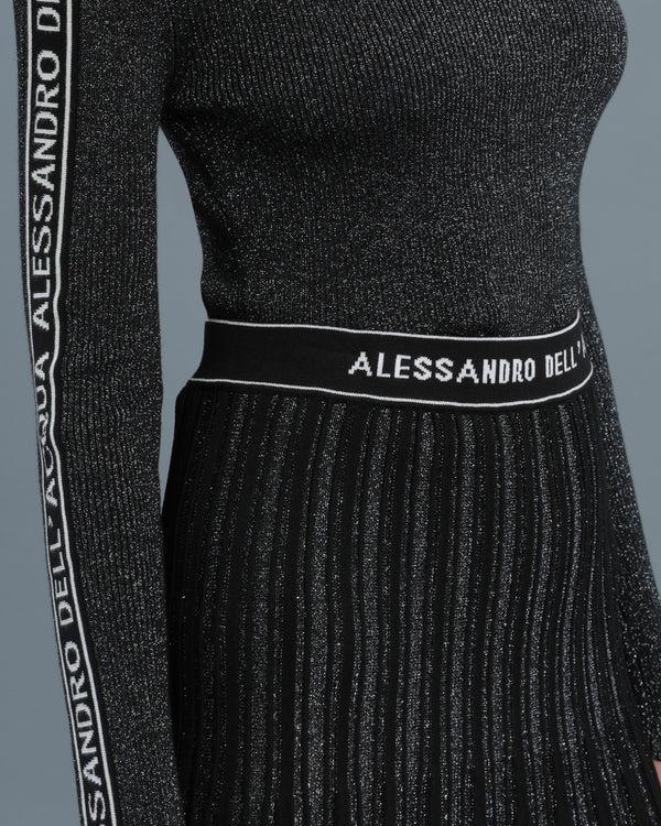 Alessandro Dell´acqua Metallic Knitted Pleated Skirt Black