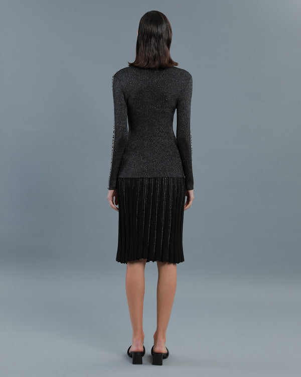 Alessandro Dell´acqua Metallic Knitted Pleated Skirt Black