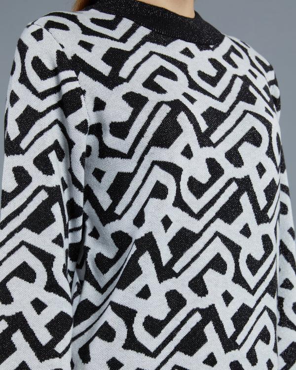 Alessandro Dell´acqua Metallic Patterned Knit Dress Black