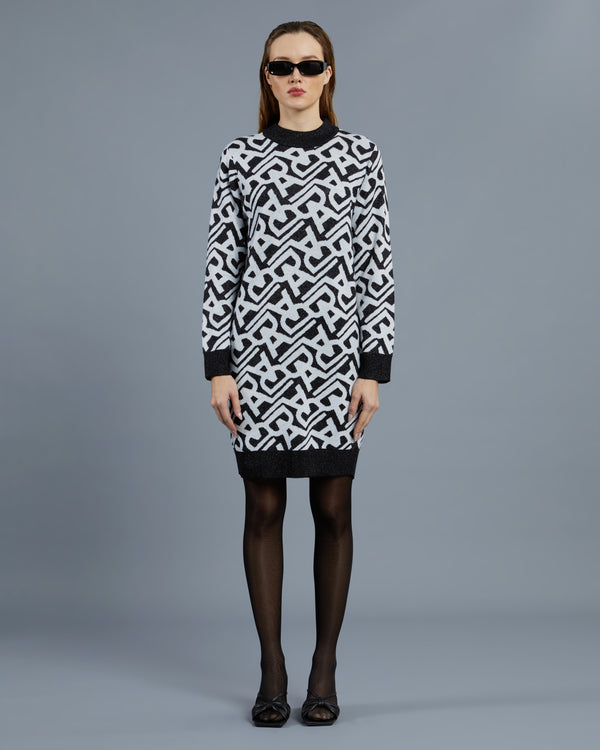 alessandro dell´acqua Metallic Patterned Knit Dress Black