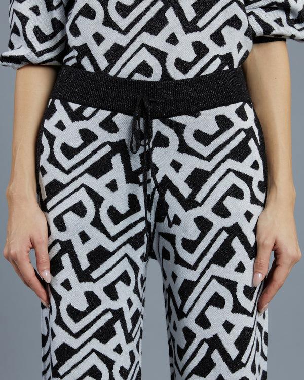 Alessandro Dell´acqua Metallic Patterned Knit Trousers Black