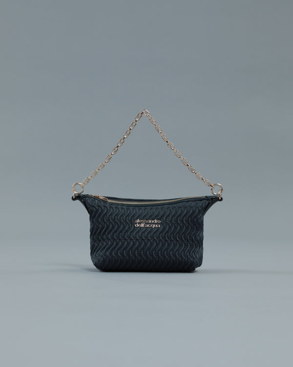 alessandro dell´acqua Mini Quilted Shoulder Bag in Navy Blue