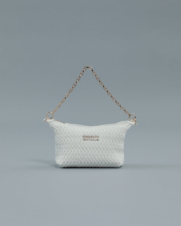 alessandro dell´acqua Mini Quilted Shoulder Bag in White