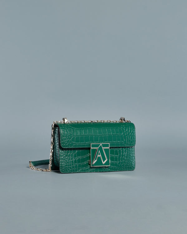 Alessandro Dell´acqua Monochrome Croc Skin Effect Crossbody Bag