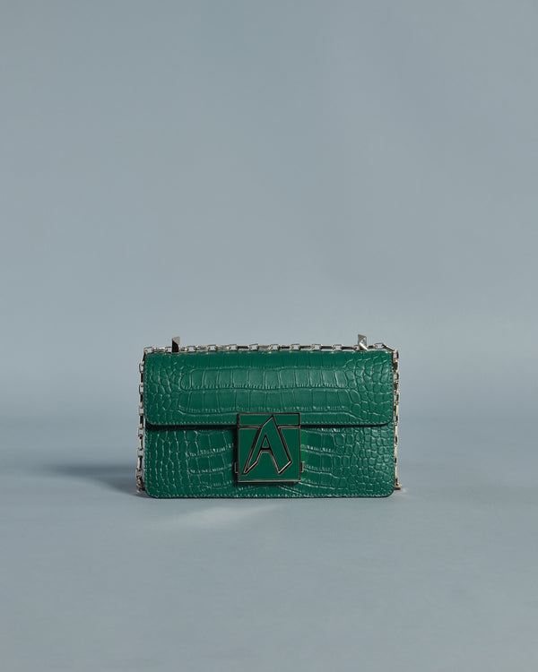 alessandro dell´acqua Monochrome Croc Skin Effect Crossbody Bag