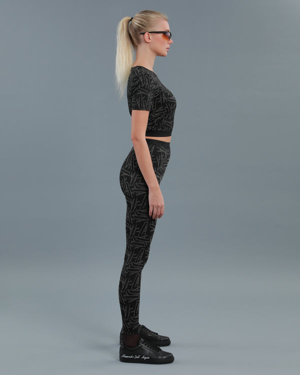 Alessandro Dell´acqua Monogram Printed Leggings Black