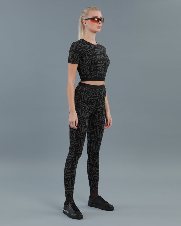 alessandro dell´acqua Monogram Printed Leggings Black