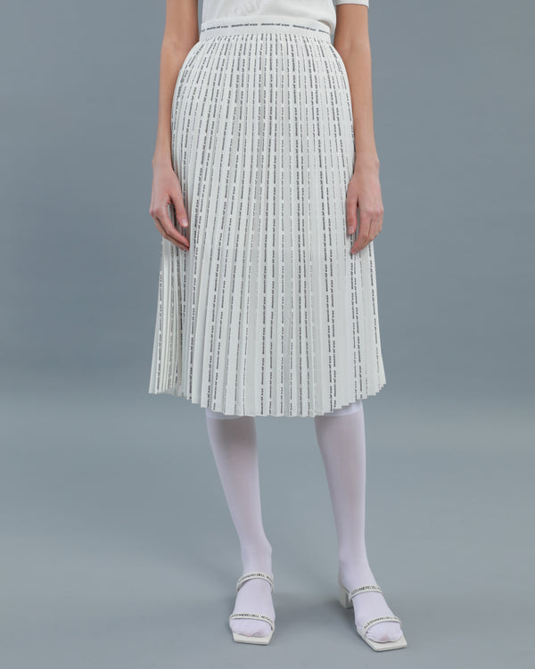 Alessandro Dell´acqua Pinstripe Logo Pleated Skirt Off-White