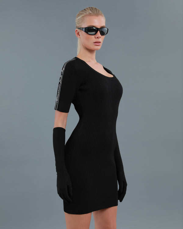 Alessandro Dell´acqua Ribbed-Knit Scoopneck Dress Black