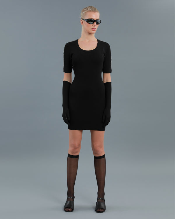 alessandro dell´acqua Ribbed-Knit Scoopneck Dress Black