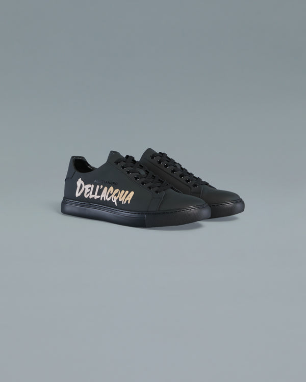 Alessandro Dell´acqua Script ADA Print Sneakers Black