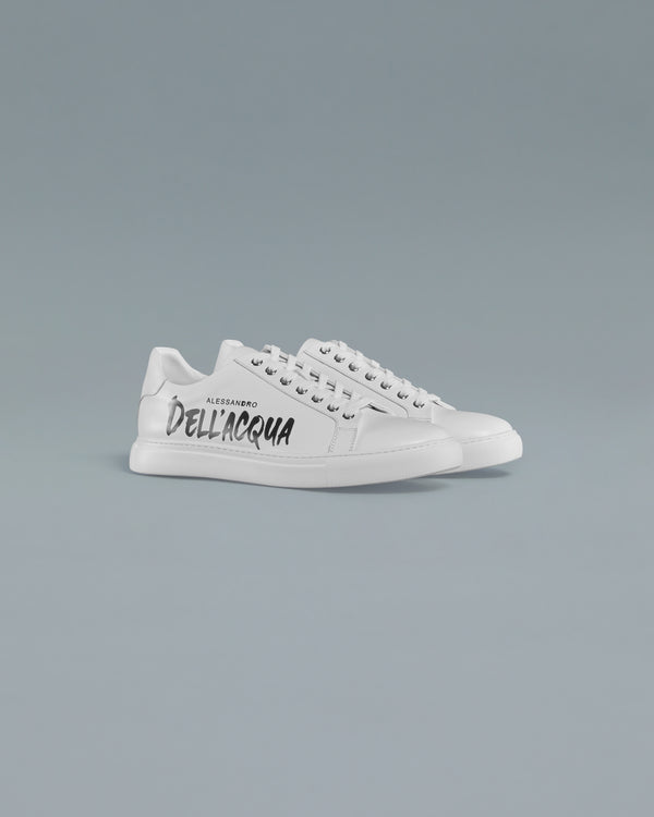 Alessandro Dell´acqua Script ADA Print Sneakers White