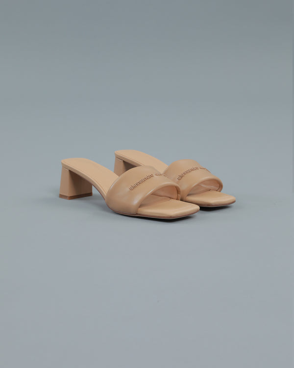 Alessandro Dell´acqua Square Toe Block Heeled Mule Beige