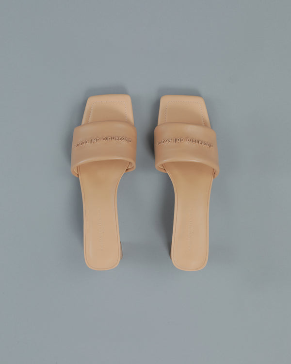 Alessandro Dell´acqua Square Toe Block Heeled Mule Beige