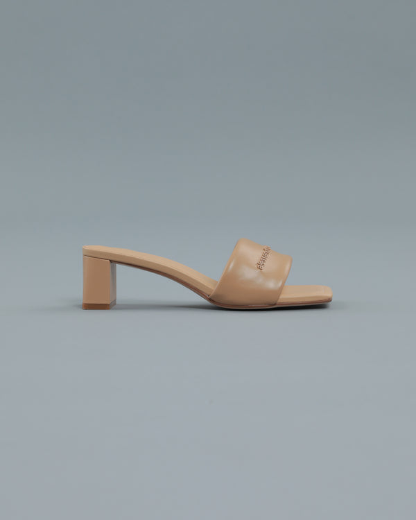 alessandro dell´acqua Square Toe Block Heeled Mule Beige
