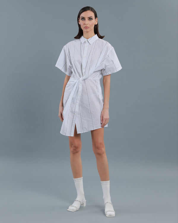 alessandro dell´acqua Twisted Placket Shirt Dress White