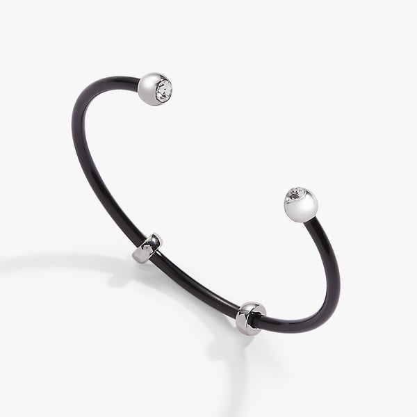 Alex And Ani Bezel Stone Enamel Cuff Black